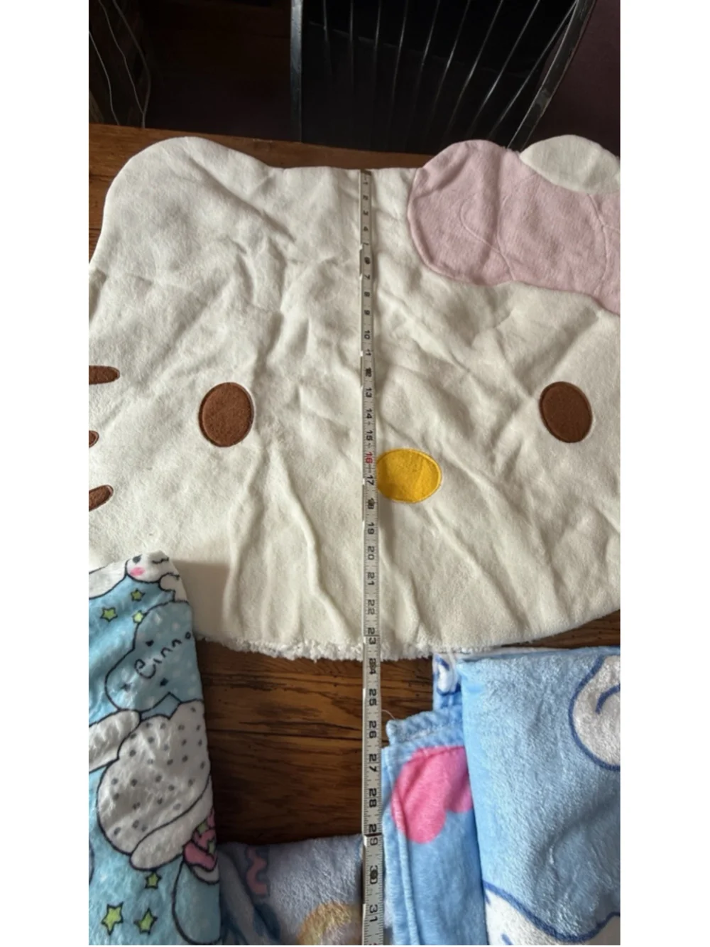 Hello Kitty Sanrio Plush Rug Mat Face Shape with Pink Bow , And Blankets